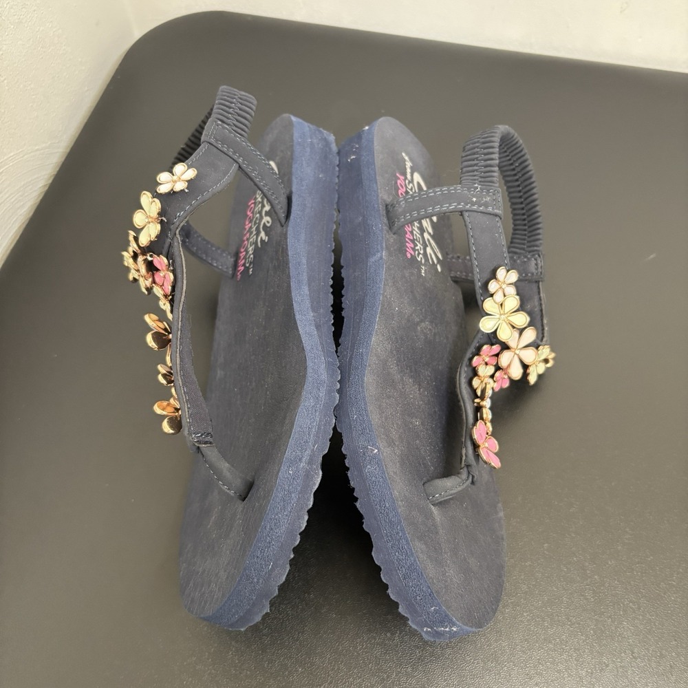 Skechers Cali Meditation Embellished Thong Sandals Happy Daisies Navy Size 7 - Picture 6 of 9